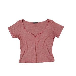 Low Cut Red Striped Shirt